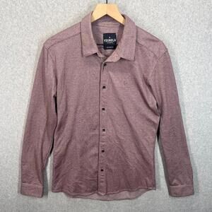 YoungLA Shirt Mens M Heather Burgundy Button Up Long Sleeve Stretch Cotton